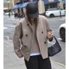 imagechouyatou Womens Winter Double Breasted Wool Blazer Jacket Business Casual Short Wool Pea Coat