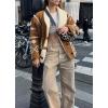 imagechouyatou Womens Winter Embroidery Faux Suede Jacket Button Down Sherpa Lined Jacket Coat
