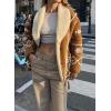 imagechouyatou Womens Winter Embroidery Faux Suede Jacket Button Down Sherpa Lined Jacket Coat