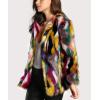 imagechouyatou Womens Winter Fuzzy Open Front Faux Fur Jacket Multicolored Faux Fur Coat