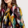 imagechouyatou Womens Winter Fuzzy Open Front Faux Fur Jacket Multicolored Faux Fur Coat
