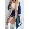 imagechouyatou Womens Winter Sherpa Lined Denim Jacket Open Front Long Jean Trench Coat Jacket