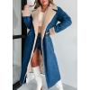 imagechouyatou Womens Winter Sherpa Lined Denim Jacket Open Front Long Jean Trench Coat Jacket