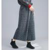 imagechouyatou Womens Winter Wool Plaid Wide Leg Cropped Pants Elastic Waist Wool Blend Capri Pants with Pockets
