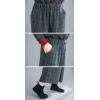 imagechouyatou Womens Winter Wool Plaid Wide Leg Cropped Pants Elastic Waist Wool Blend Capri Pants with Pockets