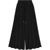 imagechouyatou Womens Drawstring Elastic Waist Loose Lightweight Wide Leg Flowy Pleated Jersey Capris Pant Culottes
