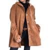 imagechouyatou Womens Fall Corduroy Jacket with Hood Casual Button Down Hooded Loose Corduroy Jackets with PocketsBrown