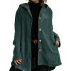 imagechouyatou Womens Fall Corduroy Jacket with Hood Casual Button Down Hooded Loose Corduroy Jackets with PocketsGreen