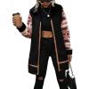 imagechouyatou Womens Warm Fuzzy Sherpa Fleece Aztec Print Zip Up Jackets Coat Overcoat