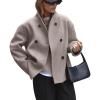 imagechouyatou Womens Winter Double Breasted Wool Blazer Jacket Business Casual Short Wool Pea Coat