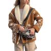 imagechouyatou Womens Winter Embroidery Faux Suede Jacket Button Down Sherpa Lined Jacket Coat
