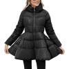 imagechouyatou Womens Winter Swing Hem Quilted Puffer Jacket Stand Collar Zip Up Puffy Down Coat Outerwear