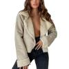 imagechouyatou Womens Winter Warm Shawl Collar Sherpa Lined Trucker Jacket Coat Outerwear