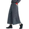 imagechouyatou Womens Winter Wool Plaid Wide Leg Cropped Pants Elastic Waist Wool Blend Capri Pants with Pockets