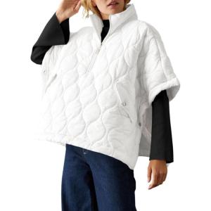 imagechouyatou Womens Oversized Pullover Puffer Jacket Quilted Lightweight Stand Collar Winter Padded Coat Tops