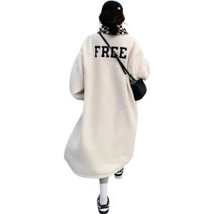 imagechouyatou Womens Warm Winter Fleece Sherpa Mid Long Jacket Stand Collar Teddy Faux Fur Cardigan Coat