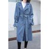 imagechouyatou Women Double Breasted Notch lapel Button Down Midi Long Denim Jean Jacket Trench Coat with Belt