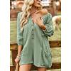 imagechouyatou Womens 34 Sleeve Wide Leg Summer Rompers Shorts Loose Fit Cute Casual Jumpsuits