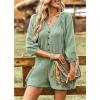 imagechouyatou Womens 34 Sleeve Wide Leg Summer Rompers Shorts Loose Fit Cute Casual Jumpsuits