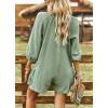 imagechouyatou Womens 34 Sleeve Wide Leg Summer Rompers Shorts Loose Fit Cute Casual Jumpsuits