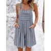 imagechouyatou Womens Adjustable Strap Striped Wide Leg Jumpsuit Bib Overall Romper Shorts with Pockets