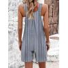 imagechouyatou Womens Adjustable Strap Striped Wide Leg Jumpsuit Bib Overall Romper Shorts with Pockets