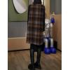 imagechouyatou Womens Button Down Wool Overall Jumper Dress Vintage Plaid Tunic Tank Short Dress with Pockets