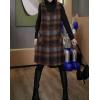 imagechouyatou Womens Button Down Wool Overall Jumper Dress Vintage Plaid Tunic Tank Short Dress with Pockets
