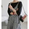 imagechouyatou Womens Casual Loose Fit Plaid Wide Leg Jumpsuits Baggy Cotton Bib Overalls Romper Pants
