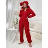 imagechouyatou Womens Comfy Animal Lounge Furry Sherpa Romper Onesie Pajamas Cute Ear Hood Sleepwear Cosplay