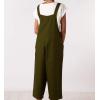 imagechouyatou Womens Cotton Linen Bib Overalls Front Eyelet Loose Fit Wide Leg Jumpsuit Pants with Pockets