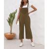imagechouyatou Womens Cotton Linen Bib Overalls Front Eyelet Loose Fit Wide Leg Jumpsuit Pants with Pockets