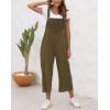 imagechouyatou Womens Cotton Linen Bib Overalls Front Eyelet Loose Fit Wide Leg Jumpsuit Pants with Pockets