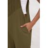 imagechouyatou Womens Cotton Linen Bib Overalls Front Eyelet Loose Fit Wide Leg Jumpsuit Pants with Pockets