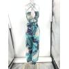 imagechouyatou Womens Cut Out Jumpsuit Tropical Palm Print Spaghetti Strap Wide Leg Boho Romper Overalls