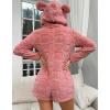 imagechouyatou Womens Cute Animal Lounge Furry Sherpa Romper Onesie Pajamas Ear Hood Short Sleepwear Costume