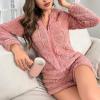 imagechouyatou Womens Cute Animal Lounge Furry Sherpa Romper Onesie Pajamas Ear Hood Short Sleepwear Costume