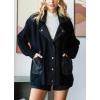 imagechouyatou Womens Fall Casual Button Down Cardigan Chunky Knit Denim Patchwork Sweater Coat