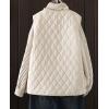 imagechouyatou Womens Fall Winter Floral Embroidered Button Down Cotton Quilted Puffer Down Vest Jacket Outerwear