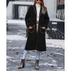 imagechouyatou Womens Fall Winter Open Front Fuzzy Sherpa Fleece Maxi Coat Duster Cardigan Jacket