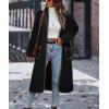 imagechouyatou Womens Fall Winter Open Front Fuzzy Sherpa Fleece Maxi Coat Duster Cardigan Jacket