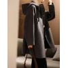 imagechouyatou Womens Hooded Oversized Wool Coat Single Breasted Work Office Wool Blend Overcoat with Hood