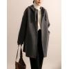 imagechouyatou Womens Hooded Oversized Wool Coat Single Breasted Work Office Wool Blend Overcoat with Hood