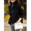 imagechouyatou Womens Lightweight Single Breasted Wool Coat Casual Loose Button Down Pea Coat Jacketss