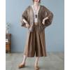 imagechouyatou Womens Sexy Hollow Out Eyelet Lace Embroidered Open Front Cardigan JacketBrown Coffee
