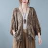 imagechouyatou Womens Sexy Hollow Out Eyelet Lace Embroidered Open Front Cardigan JacketBrown Coffee