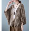 imagechouyatou Womens Sexy Hollow Out Eyelet Lace Embroidered Open Front Cardigan JacketBrown Coffee