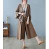 imagechouyatou Womens Sexy Hollow Out Eyelet Lace Embroidered Open Front Cardigan JacketBrown Coffee