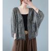 imagechouyatou Womens Sexy Hollow Out Eyelet Lace Embroidered Open Front Cardigan JacketGray Black