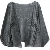 imagechouyatou Womens Sexy Hollow Out Eyelet Lace Embroidered Open Front Cardigan JacketGray Black
